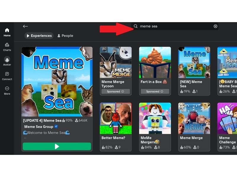 Bước 2: Tìm kiếm và chọn trò chơi Meme Sea trong danh sách game.