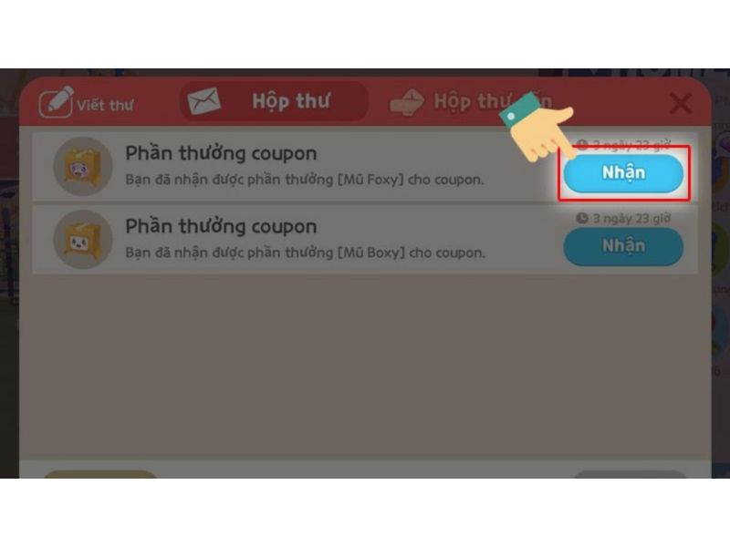 Bước 6: Kiểm tra phần quà trong Hộp thư của game.