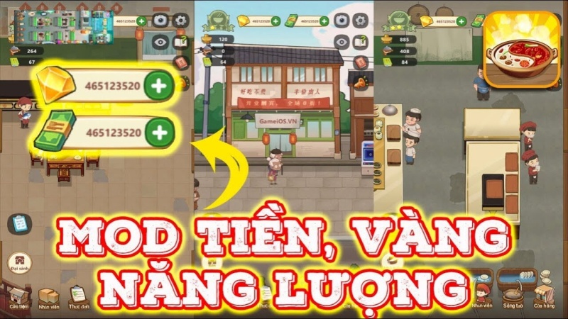 Các tính năng MOD của game Tiệm Lẩu Đường Hạnh Phúc