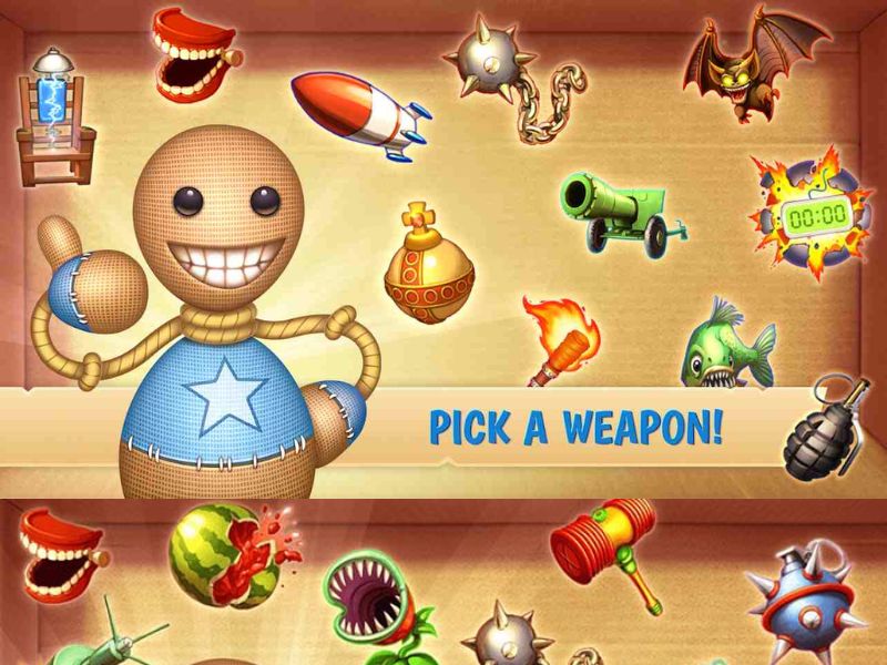 Kho Vũ Khí Và Đạo Cụ Phong Phú Trong Kick The Buddy